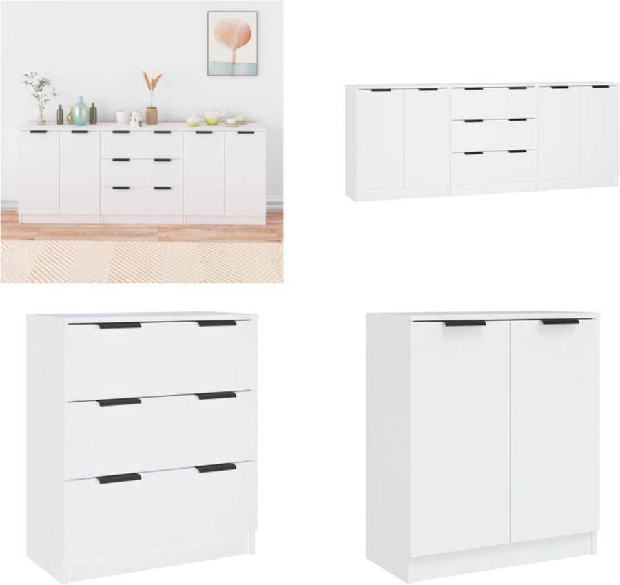VidaXL 3-delige Dressoirs bewerkt hout wit Dressoir Dressoirs Kast Wandkast - Foto 2