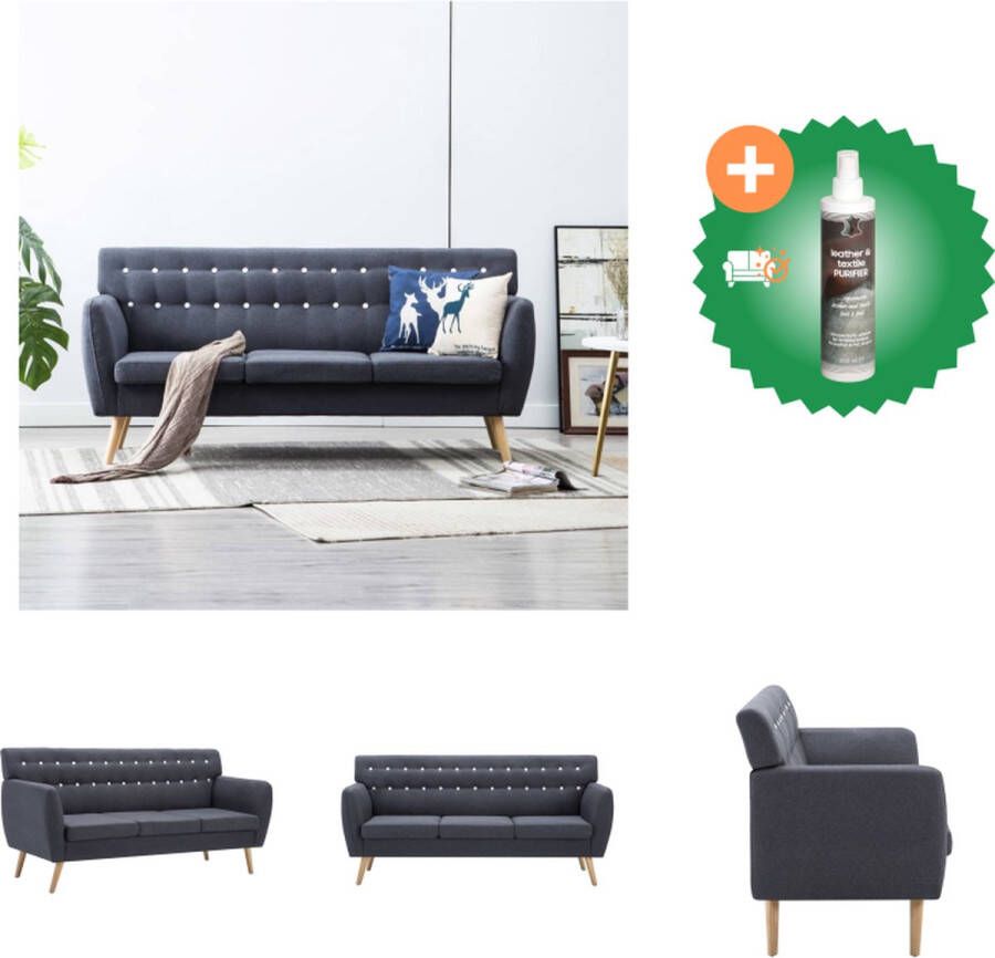 VidaXL 3-zitsbank Donkergrijs 172 x 70 x 82 cm Stabiel MDF frame Comfortabele zitting Bank Inclusief Reiniger