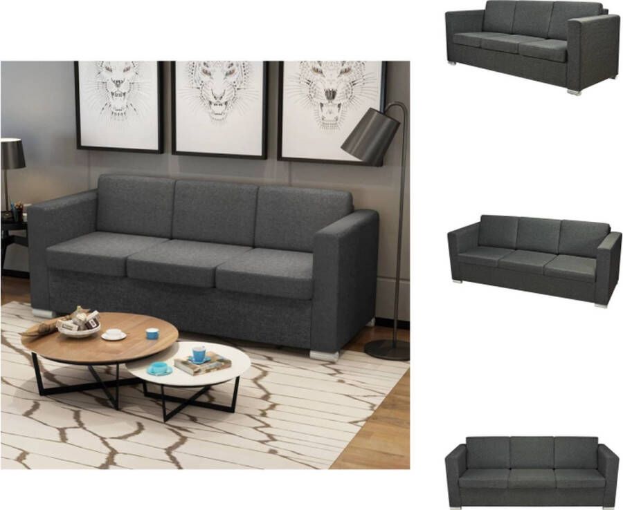 VidaXL 3-zitsbank donkergrijs 191x73x78 cm hoogwaardige bekleding Bank