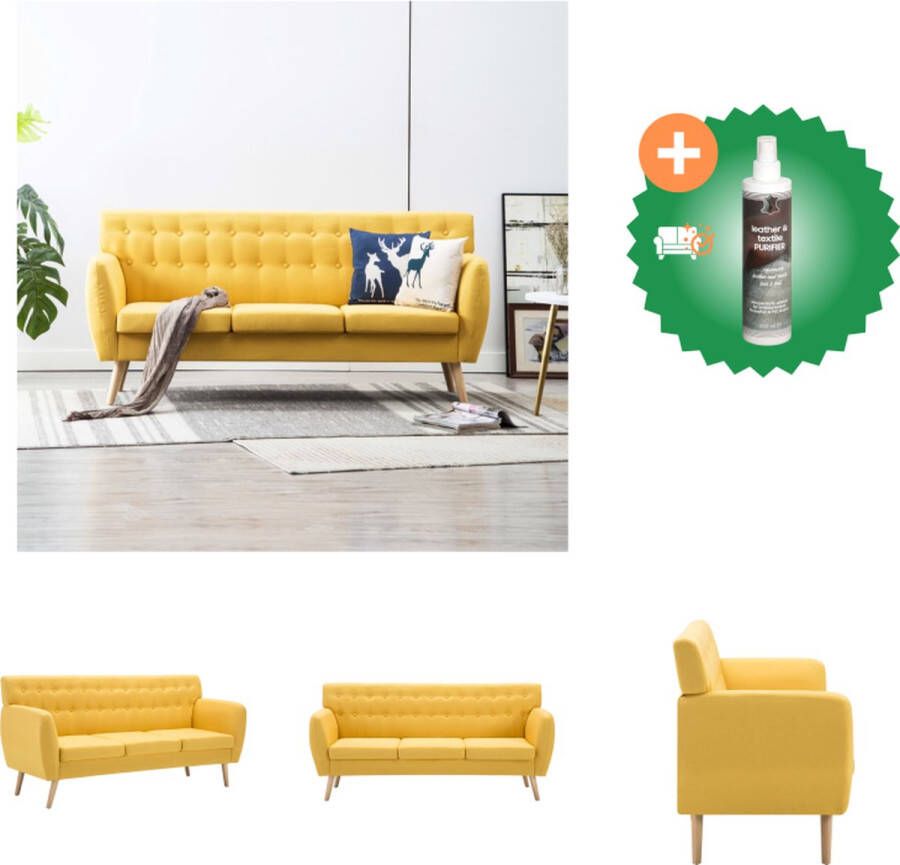 VidaXL 3-zitsbank geel 172 x 70 x 82 cm stoffen bekleding Bank Inclusief Reiniger