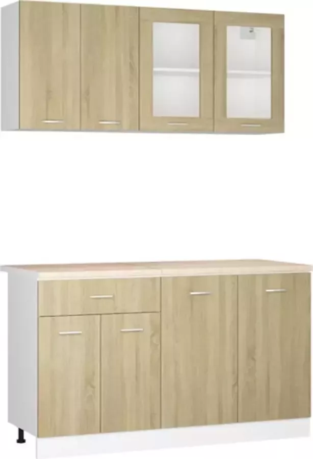 VidaXL 4-delige Keukenkastenset met aanrecht spaanplaat sonoma eiken - Foto 2