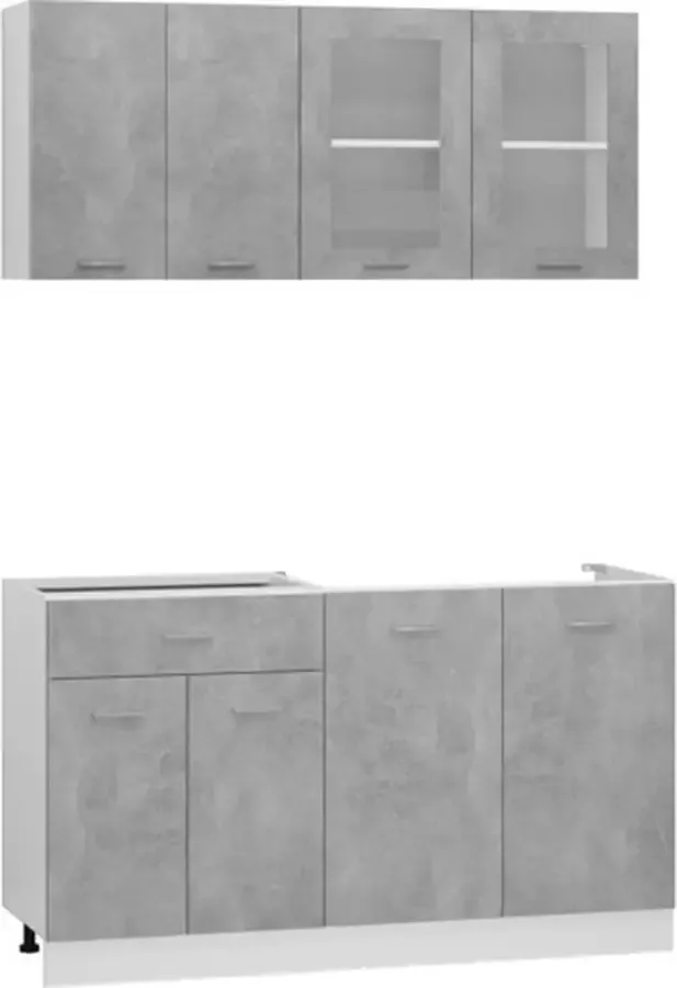 VIDAXL 4-delige Keukenkastenset bewerkt hout betongrijs - Foto 2