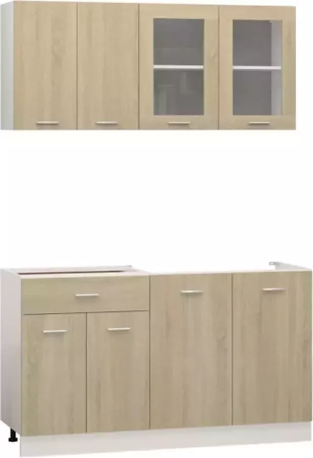 VidaXL -4-delige-Keukenkastenset-spaanplaat-sonoma-eikenkleurig - Foto 3
