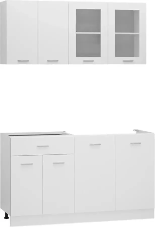 Vida XL vidaXL 4-delige Keukenkastenset bewerkt hout wit-VXL-3067655 - Foto 3