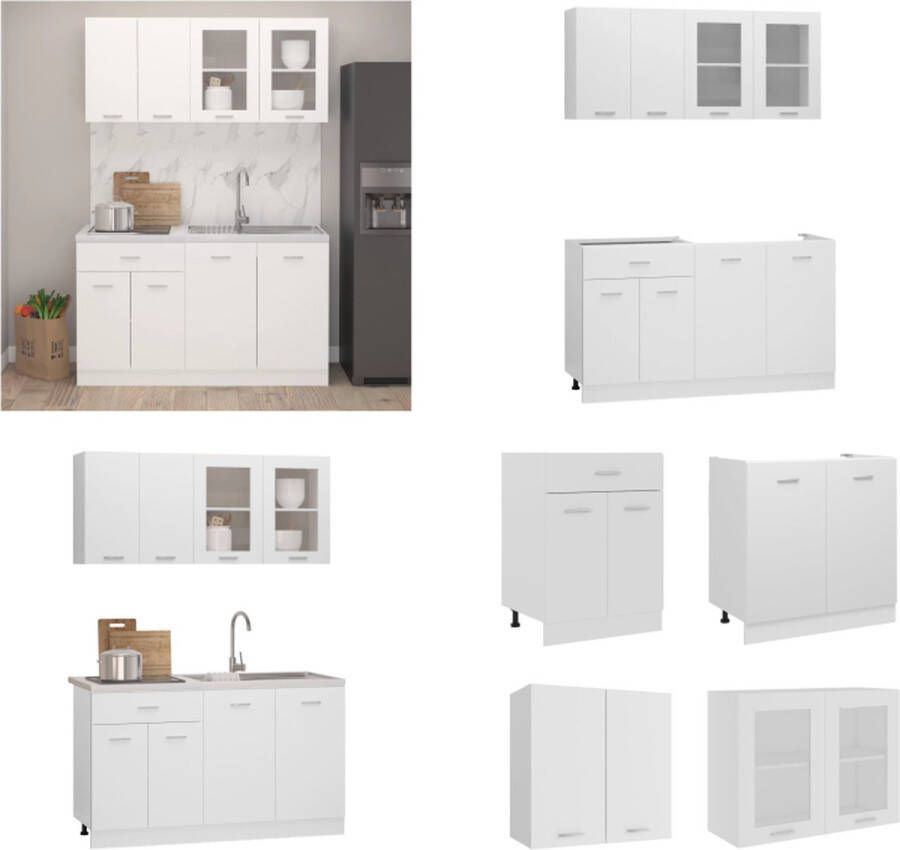 VidaXL 4-delige Keukenkastenset bewerkt hout wit Keukenkast Keukenkasten Kast Kasten - Foto 2