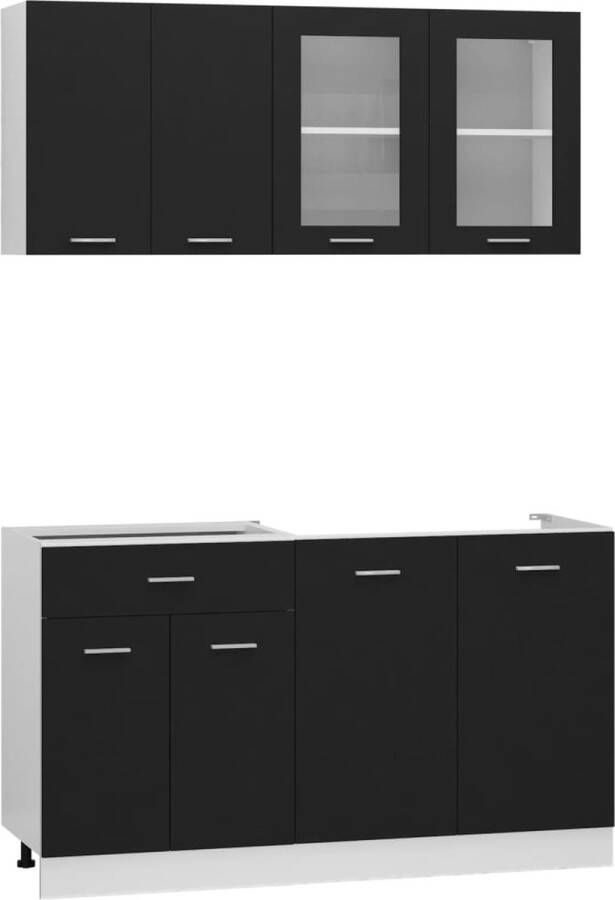 Vida XL vidaXL 4-delige Keukenkastenset bewerkt hout zwart-VXL-3067656 - Foto 3