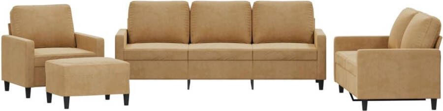 VidaXL -4-delige-Loungeset-met-kussens-fluweel-bruin - Foto 2