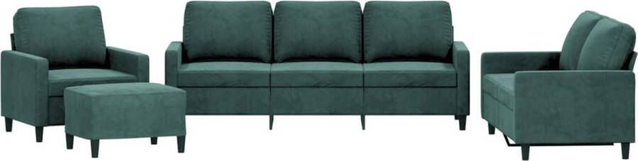 VidaXL -4-delige-Loungeset-met-kussens-fluweel-donkergroen - Foto 2