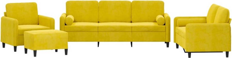 VidaXL -4-delige-Loungeset-met-kussens-fluweel-geel - Foto 2