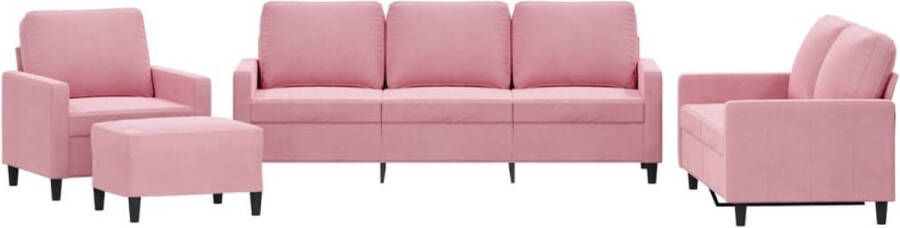 VidaXL -4-delige-Loungeset-met-kussens-fluweel-roze - Foto 2