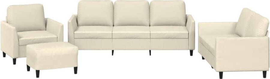 VidaXL Loungeset 4-delig Kunstleer crème Loungebank Lounge Set Tuinbank Buitenbank Relaxfauteuil