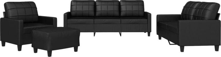 Vida XL vidaXL 4-delige Loungeset met kussens kunstleer zwart-VXL-3201403 - Foto 4