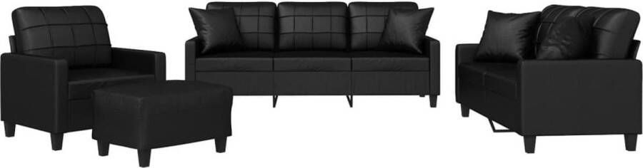 Vida XL vidaXL 4-delige Loungeset met kussens kunstleer zwart-VXL-3201353 - Foto 3