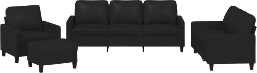 Vida XL vidaXL 4-delige Loungeset met kussens kunstleer zwart-VXL-3201403 - Foto 3