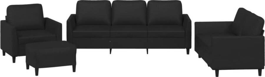Vida XL vidaXL 4-delige Loungeset met kussens kunstleer zwart-VXL-3201353 - Foto 2