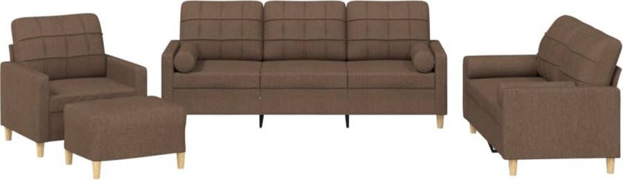VidaXL Loungeset 4-delig Bruin Inclusief Kussens Loungebank Tuinmeubelen Lounge Set Buitendecoratie Relaxset