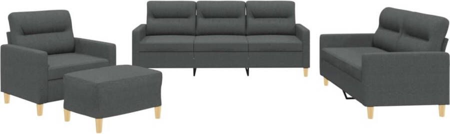 VidaXL -4-delige-Loungeset-met-kussens-stof-donkergrijs - Foto 2