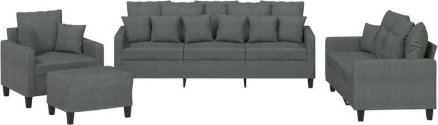 VidaXL -4-delige-Loungeset-met-kussens-stof-donkergrijs - Foto 3