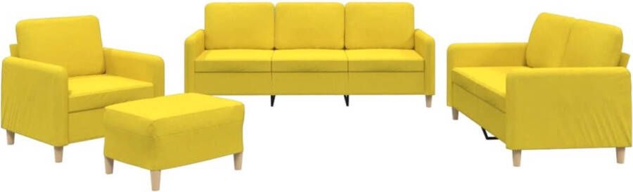 VidaXL Loungeset 4-delig Inclusief kussens Lichtgeel