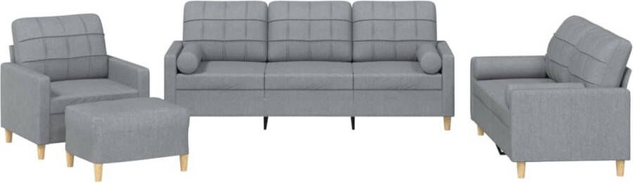Vida XL vidaXL 4-delige Loungeset met kussens stof lichtgrijs-VXL-3201250 - Foto 5