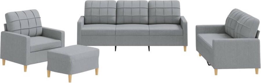 VidaXL Loungeset 4-delig Stof Lichtgrijs Loungebank Tuinset Buitenmeubel Lounge Set Stoffen Bank