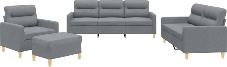 VidaXL -4-delige-Loungeset-met-kussens-stof-lichtgrijs - Foto 2