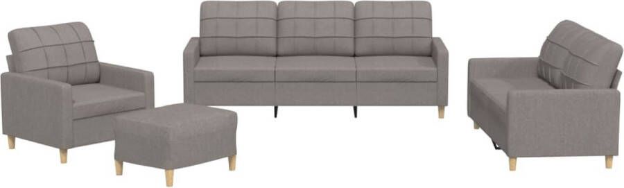 VidaXL -4-delige-Loungeset-met-kussens-stof-taupe - Foto 5