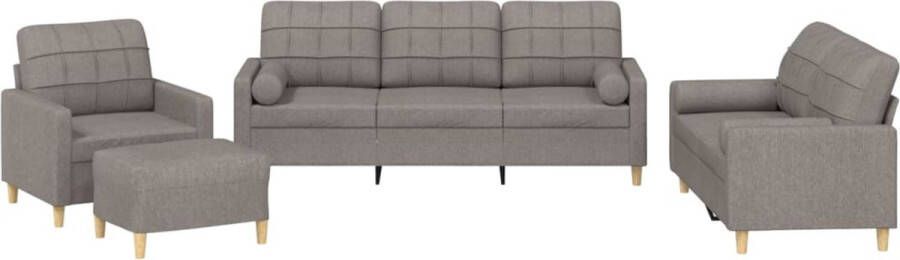 VidaXL 4-delige Loungeset met kussens stof taupe