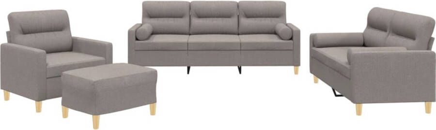 VidaXL -4-delige-Loungeset-met-kussens-stof-taupe - Foto 2