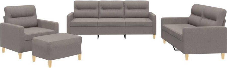 VidaXL Loungeset 4-delig Taupe Inclusief kussens Loungeset Tuinlounge Buitenmeubilair Loungebank Fauteuils