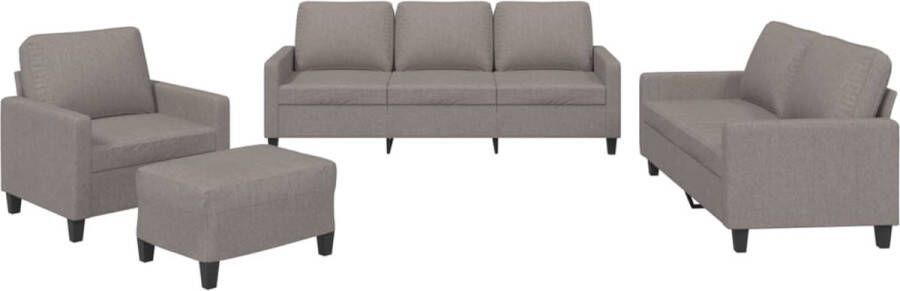 VidaXL 4-delige Loungeset met kussens stof taupe - Foto 2