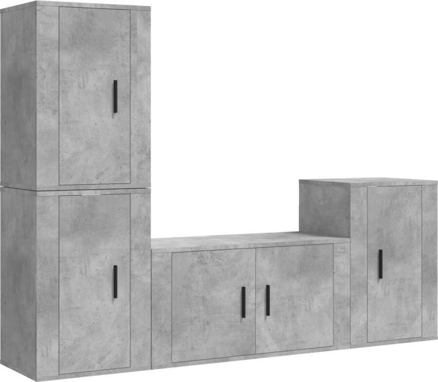 VidaXL -4-delige-Tv-meubelset-bewerkt-hout-betongrijs