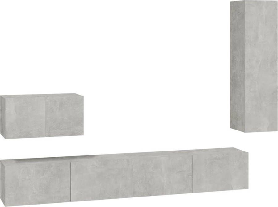 VidaXL -4-delige-Tv-meubelset-bewerkt-hout-betongrijs - Foto 2