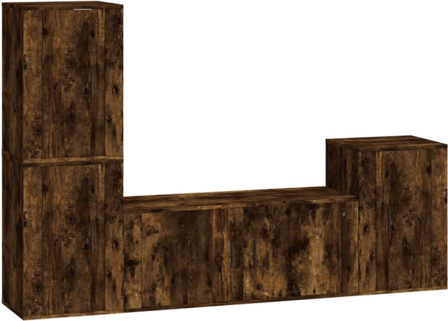 VidaXL -4-delige-Tv-meubelset-bewerkt-hout-gerookt-eikenkleurig - Foto 2