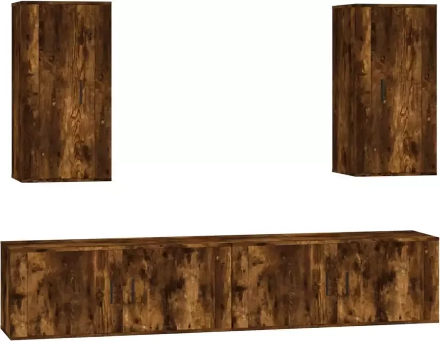 VidaXL -4-delige-Tv-meubelset-bewerkt-hout-gerookt-eikenkleurig - Foto 2