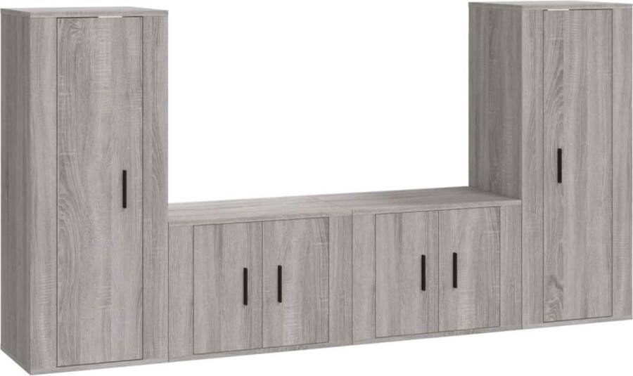 VidaXL -4-delige-Tv-meubelset-bewerkt-hout-grijs-sonoma-eikenkleurig - Foto 2