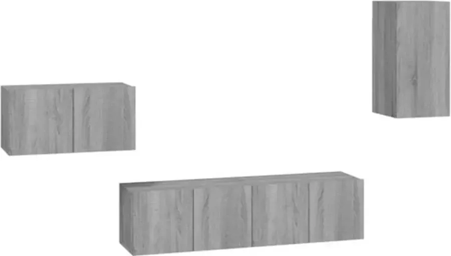 VidaXL -4-delige-Tv-meubelset-bewerkt-hout-grijs-sonoma-eikenkleurig - Foto 2