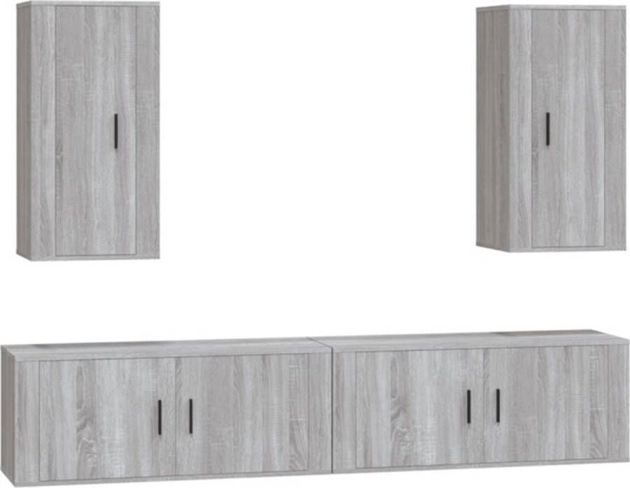 VidaXL -4-delige-Tv-meubelset-bewerkt-hout-grijs-sonoma-eikenkleurig - Foto 2