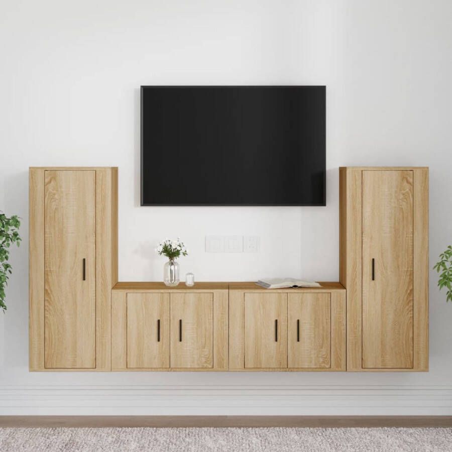 VidaXL -4-delige-Tv-meubelset-bewerkt-hout-sonoma-eikenkleurig - Foto 3