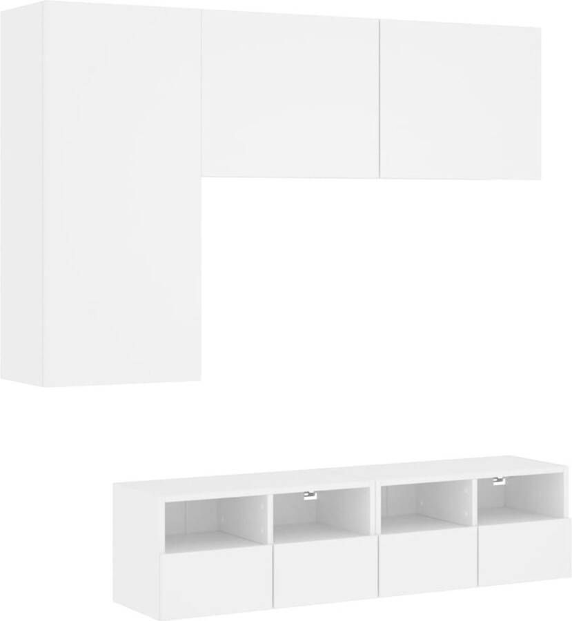 VidaXL -4-delige-Tv-meubelset-bewerkt-hout-wit - Foto 3