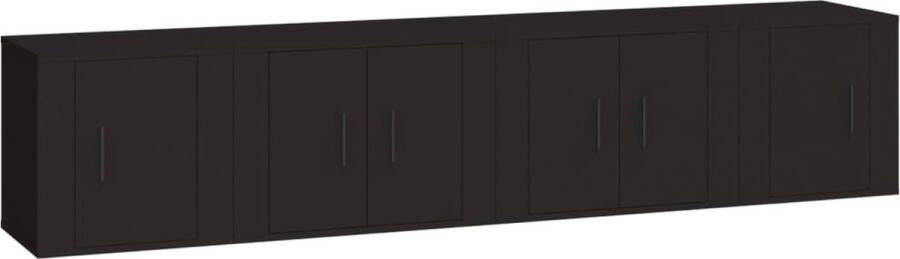 VidaXL -4-delige-Tv-meubelset-bewerkt-hout-zwart - Foto 2