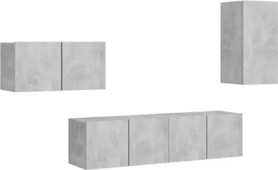 VidaXL -4-delige-Tv-meubelset-spaanplaat-betongrijs - Foto 3
