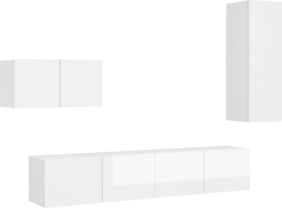 VIDAXL 4-delige Tv-meubelset bewerkt hout hoogglans wit - Foto 3