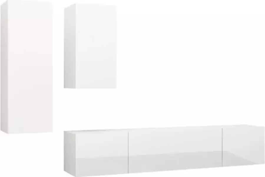 VidaXL 4-delige Tv-meubelset spaanplaat hoogglans wit - Foto 2