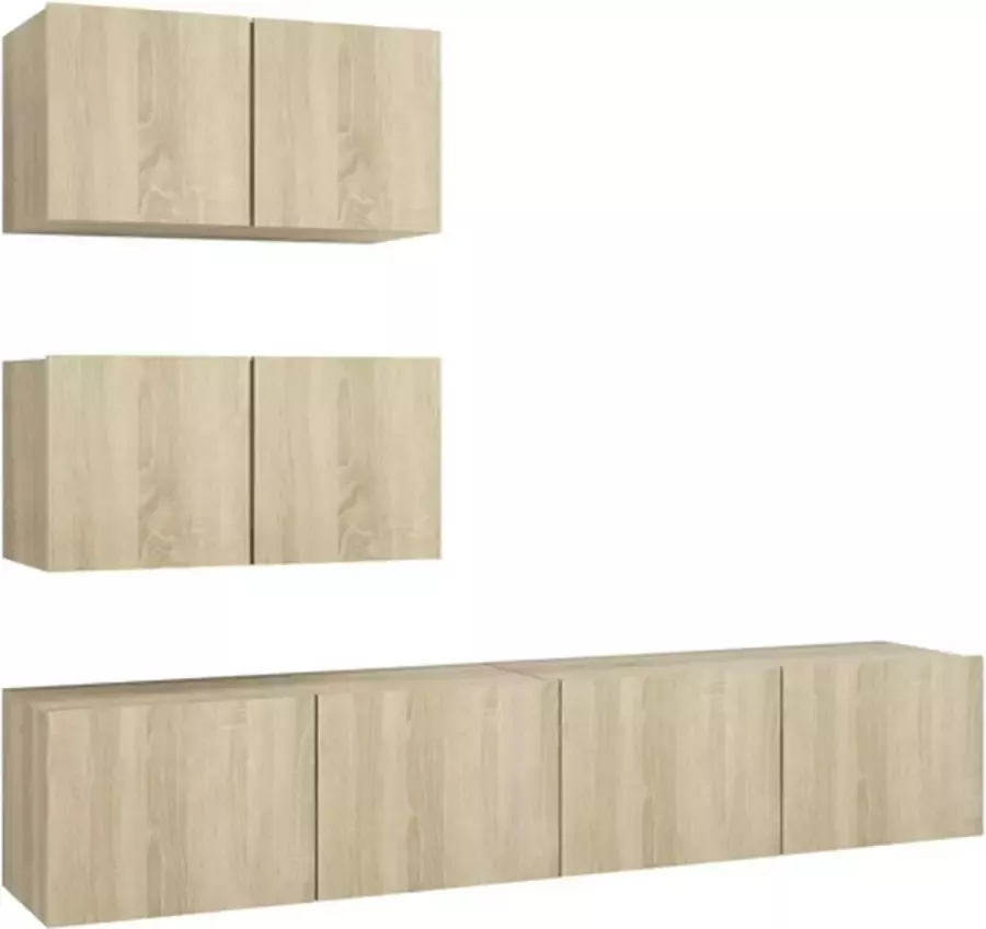 VidaXL 4-delige Tv-meubelset bewerkt hout sonoma eikenkleurig - Foto 2