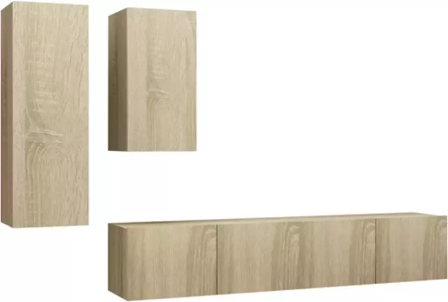 VidaXL 4-delige Tv-meubelset bewerkt hout sonoma eikenkleurig - Foto 2