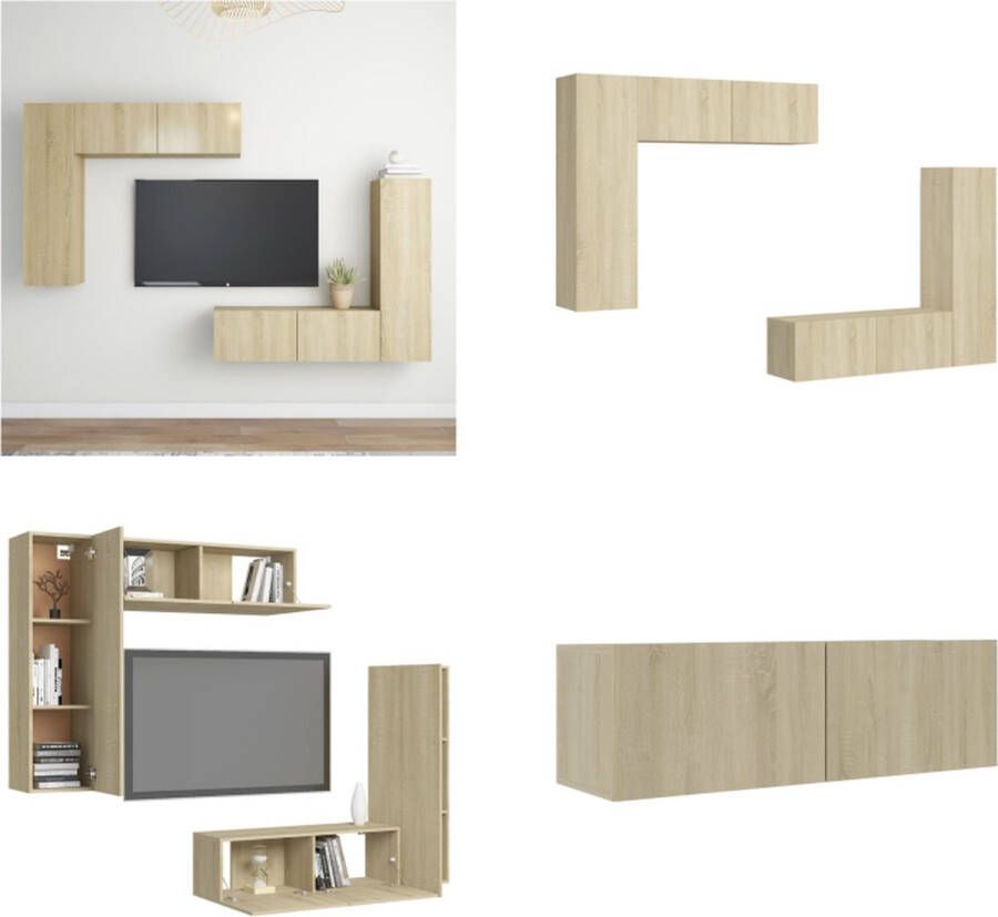 VidaXL 4-delige Tv-meubelset spaanplaat sonoma eikenkleurig Tv-kastenset Tv-kastensets Tv-kasten Tv-meubelset - Foto 2