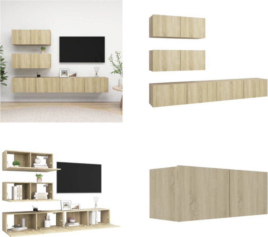 VidaXL 4-delige Tv-meubelset spaanplaat sonoma eikenkleurig Tv-kastenset Tv-kastensets Tv-kasten Tv-meubelset