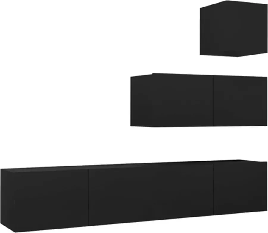 VIDAXL 4-delige Tv-meubelset bewerkt hout zwart - Foto 2