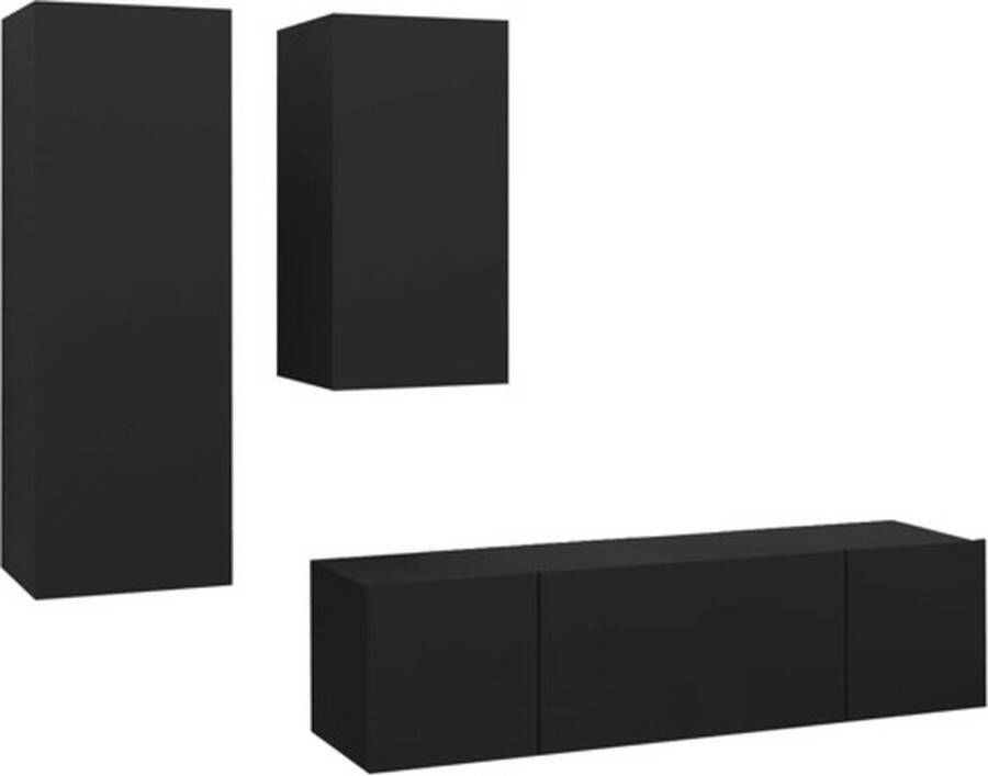 VidaXL 4-delige Tv-meubelset bewerkt hout zwart - Foto 3